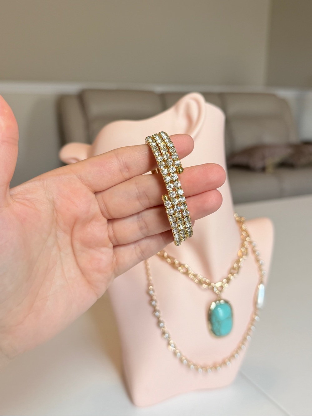 Gold Crystal Bracelet - Elegant Women's Jewelry - Picture 4 of 12